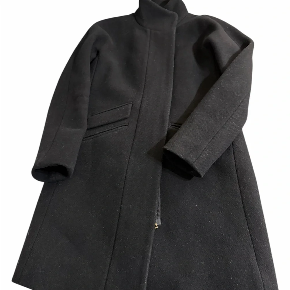 J. Crew Toscana Italian Wool Blend Asymetrical Zip Front Coat Size 00 - Picture 6 of 11